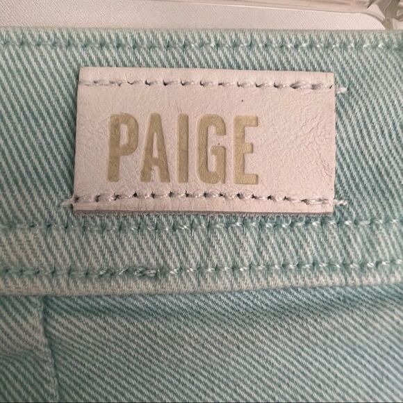 PAIGE Colette Crop Flare High Rise Slim Jeans in seafoam green Brand New size 24 - Picture 10 of 16